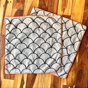 Pottery Barn Scallop Embroidered Pillow Cover set of 2